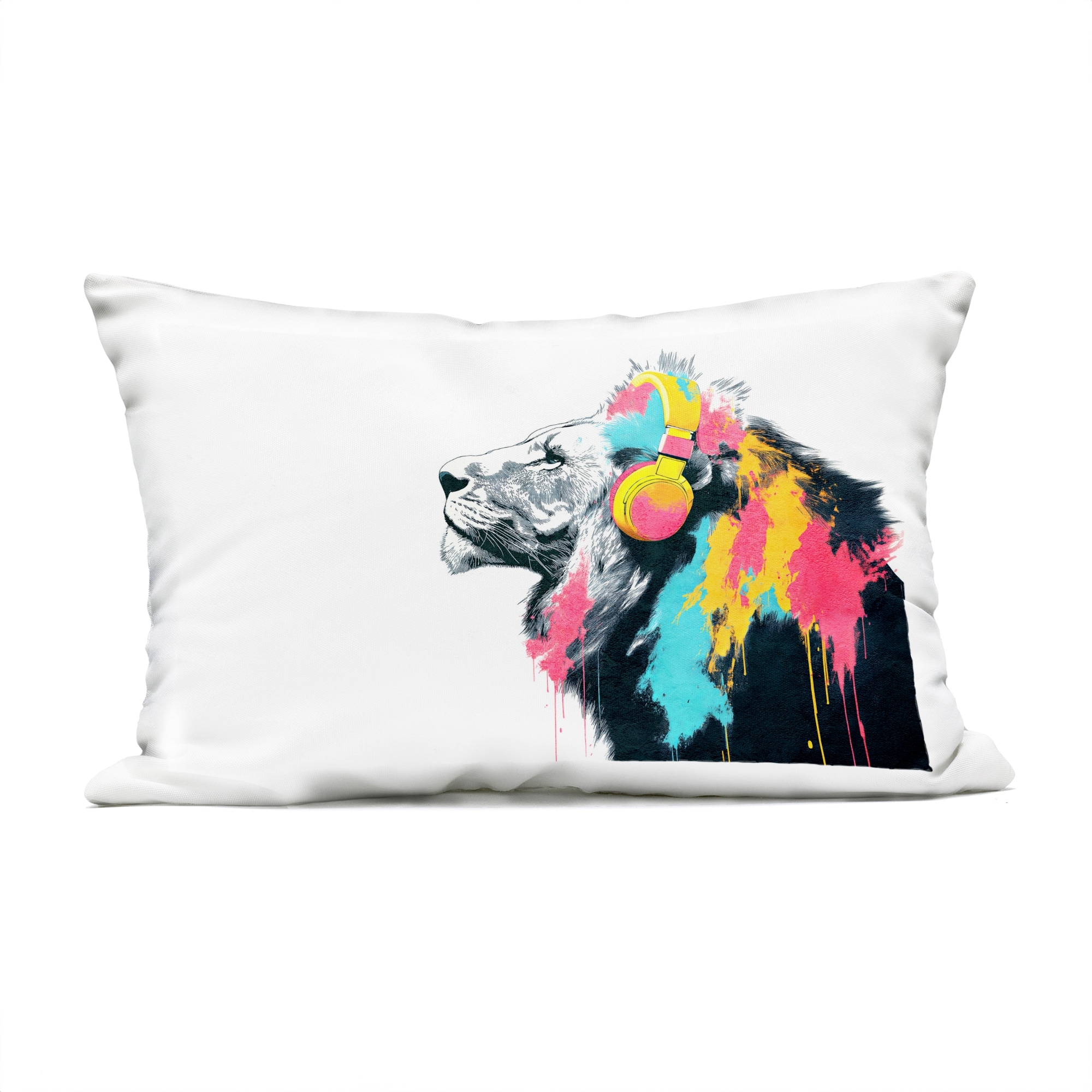Stupell Lion On Air Headphones Printed Outdoor Throw Pillow Design by Svetlana Aleynikova