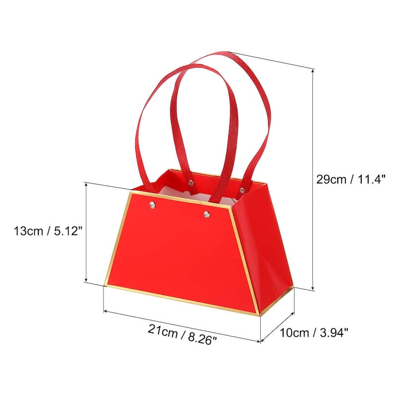 Gift Bags, 8 Pack Christmas Bouquet Wrapping Bags Boxes with Handles - Red