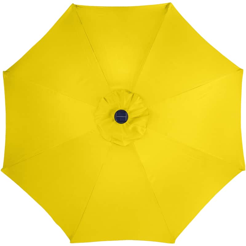 9ft Solar Lighted Outdoor Patio Market Umbrella with Hand Crank and Tilt