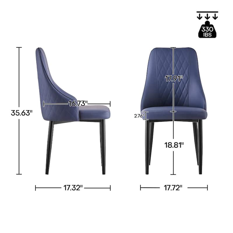 Faux Leather Upholstered Dining Chairs Set of 2 - 35.63"H x 17.72"W x 17.32"D