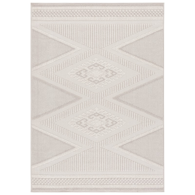SAFAVIEH Global Sholpan Indoor/Outdoor Waterproof Patio Backyard Rug - 4' x 6' - Grey/Ivory