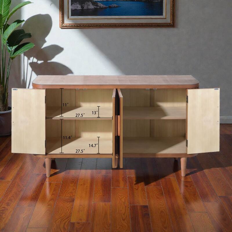 Accent Buffet Cabinet with Adjustable Shelves, Freestanding 4 Door Sideboard Cabinet for Hallway Dining Living Room