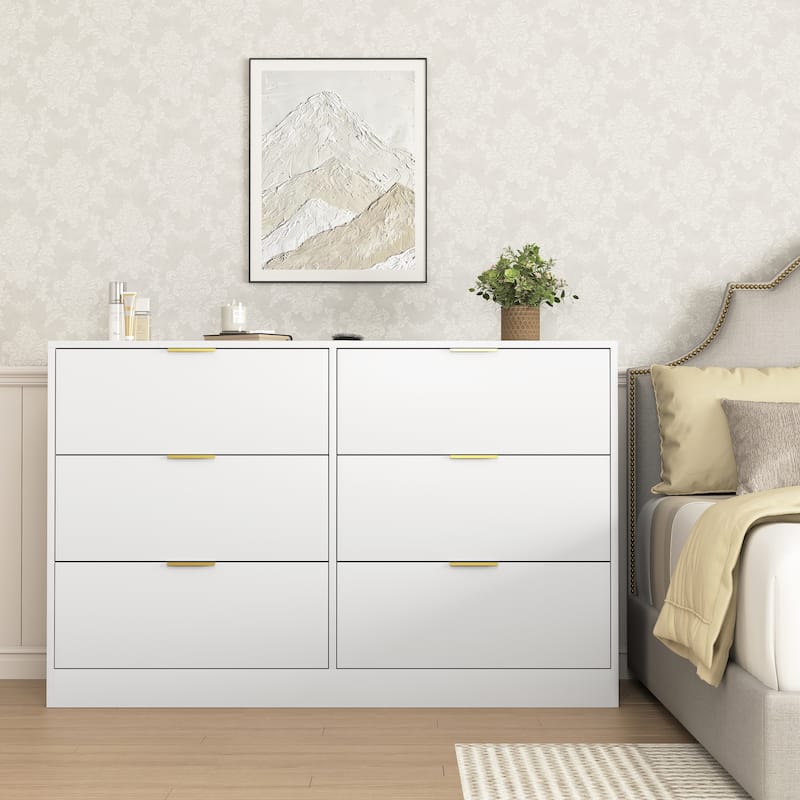Simply Modern 6-Drawer Dresser, Chest of Drawers for Bedroom, Living Room, Hallway, and Entryway - Large Storage Cabinet