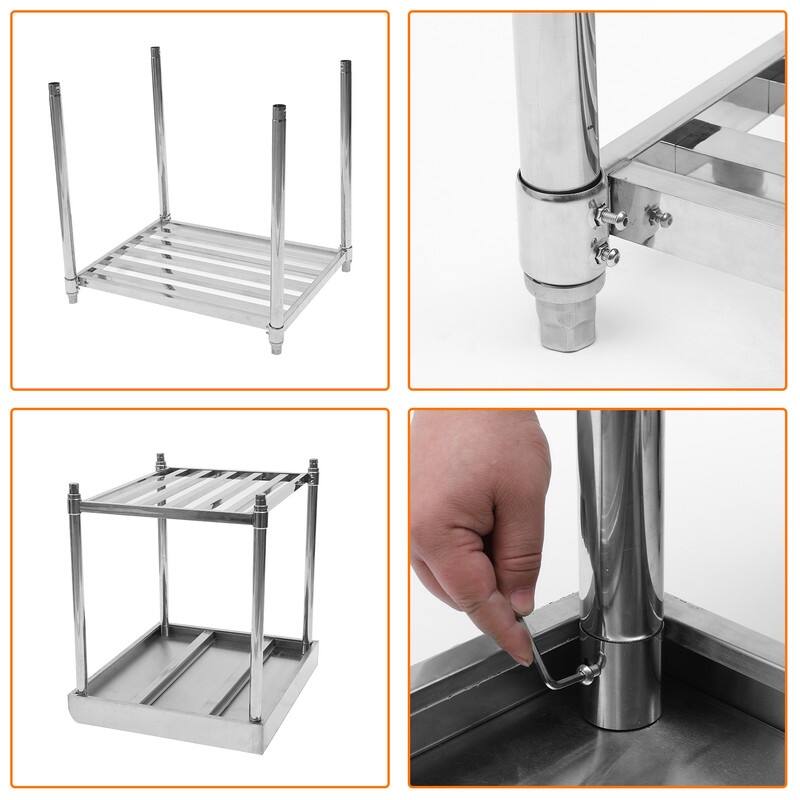 36 x 30 Inches Stainless Steel Table with Adjustable Undershelf and Three Side Baffles