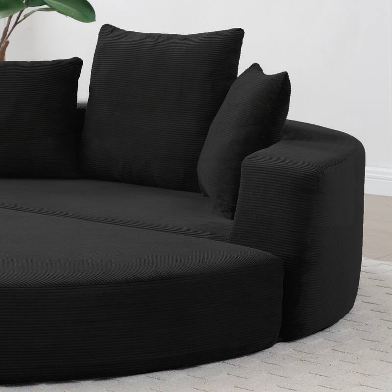 Convertible Sofa Couch Bed,Nulti-functional,Circular Bed,Adjustable Futon Sofa - Black
