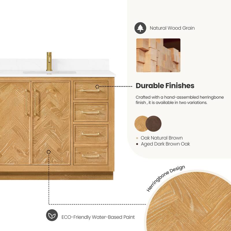 Jakarta Bath Vanity with Quartz Stone Top without Mirror