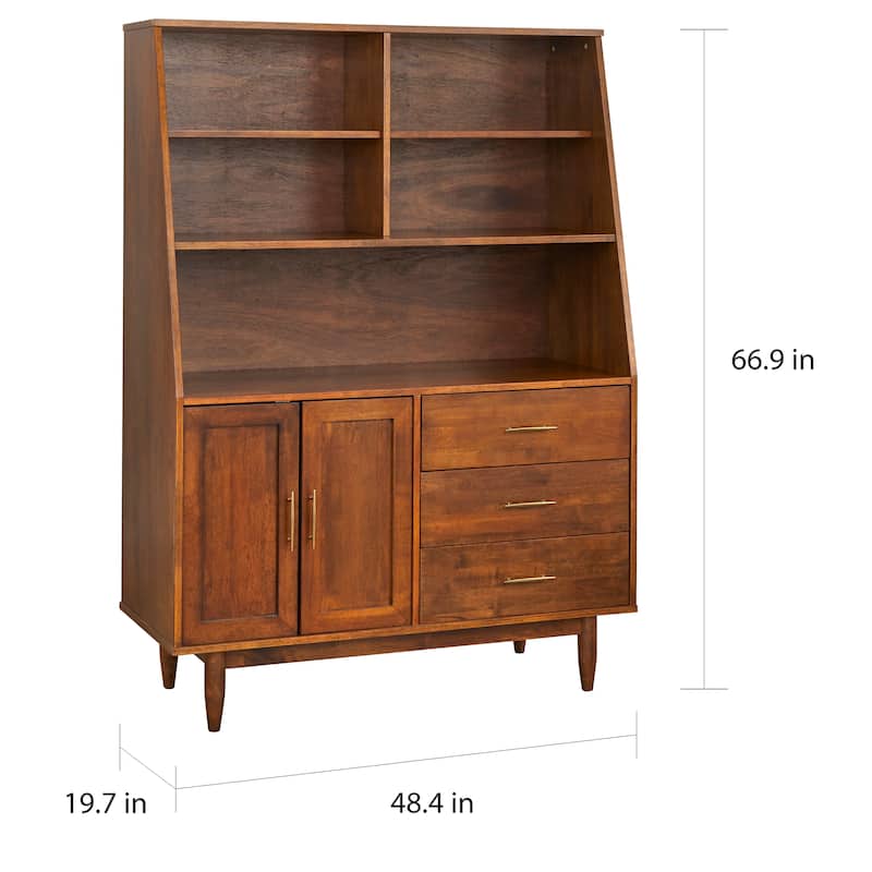 Lifestorey Danish Mid-Century Modern Autumn Oak Highboy Buffet