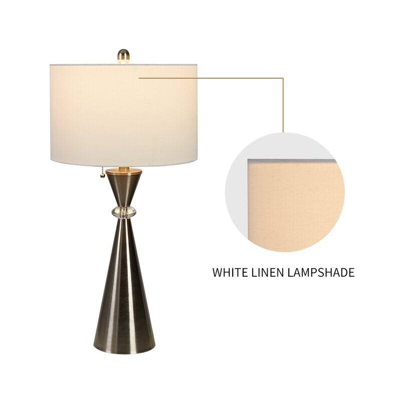 28.25" Nickel Table Lamp Set with USB (Set of 2)