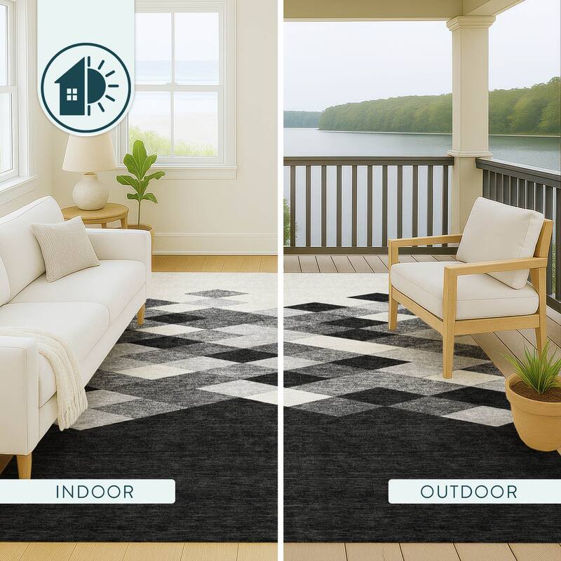 Machine Washable Indoor/ Outdoor Modern Avo Chantille Rug