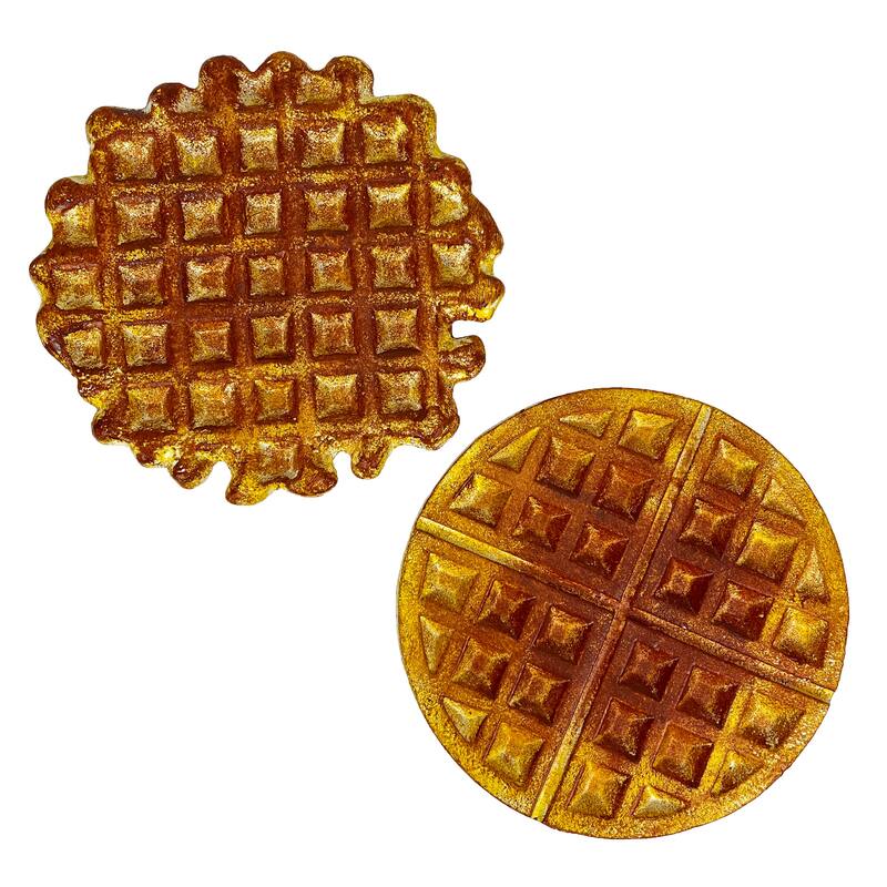 Set Of 2 Cast Iron Waffle Trivets Plaques Kitchen Decor Zeckos - 8 X 8.25 X 0.75 inches