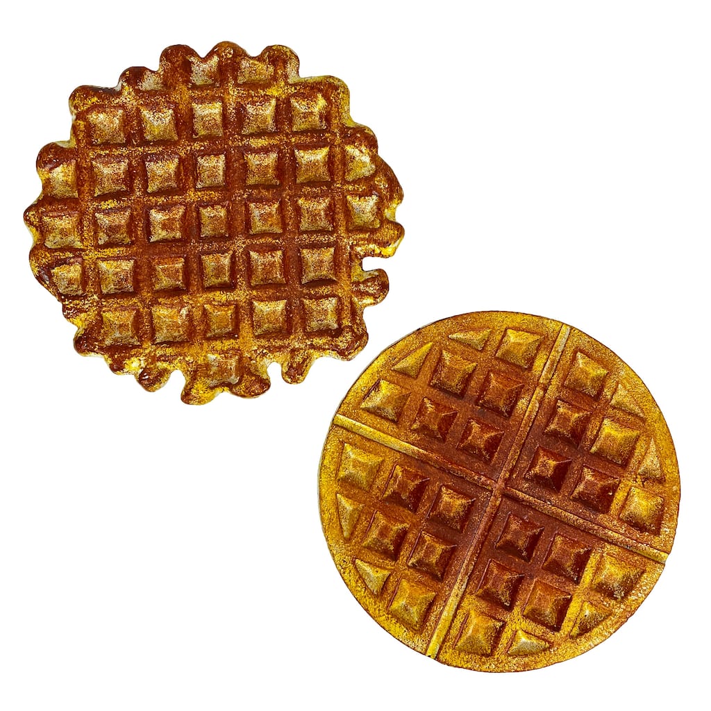Set Of 2 Cast Iron Waffle Trivets Plaques Kitchen Decor Zeckos - 8 X 8.25 X 0.75 inches