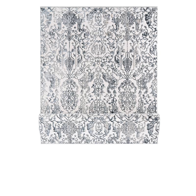 Liam Transitional Cream and Navy Blue Abstract Rug