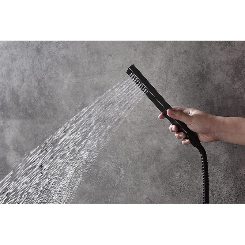 oil rubbered bronze ceiling mount 2 way 3 LED light rain shower faucet with handle sprayer - 7'6" x 10'9"