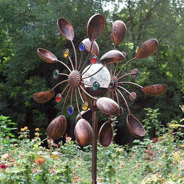 Solar Powered Wind Spinners Multi-Color Changing LED Lighting Sculptures with Kinetic 360° Swivel for Outdoor Yard Patio Lawn & Garden XingTong Solar Wind Spinners 