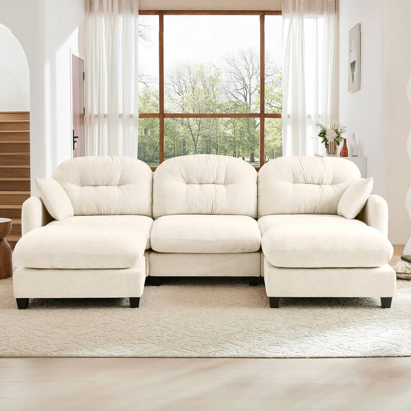 Modular Chenille Tufted Sofas Fits Bedroom, Living Rooms