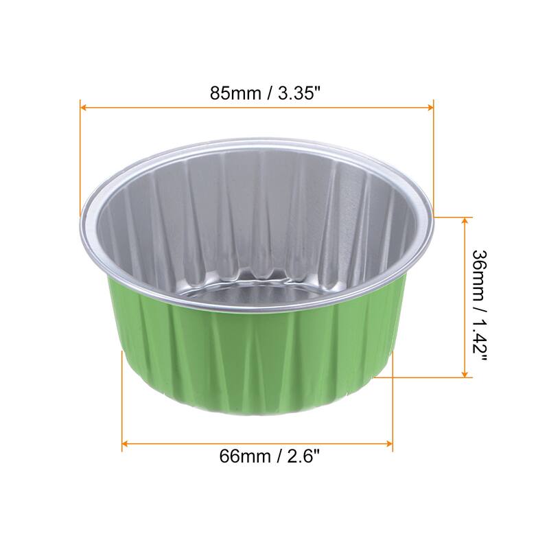Cupcake Cups, 100pcs 66x36x85mm Aluminum Foil Standard Cupcake Liners - Grass Green/Silver