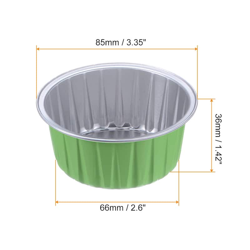 Cupcake Cups, 25pcs 66x36x85mm Aluminum Foil Standard Cupcake Liners - Grass Green/Silver