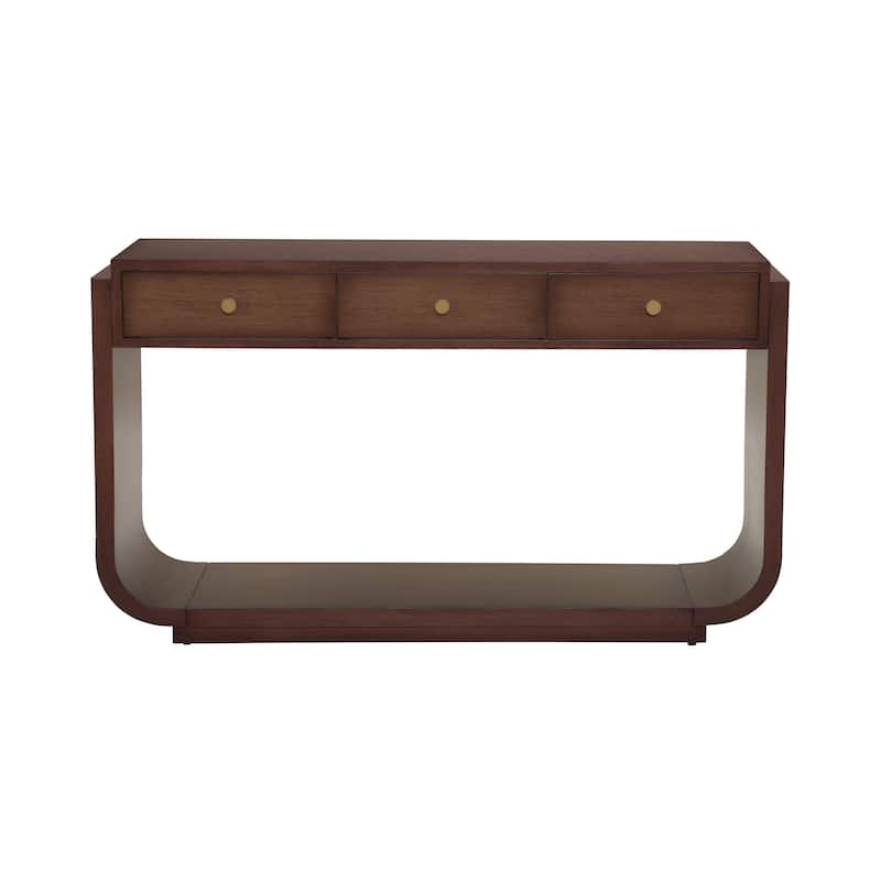 Christopher Knight Home - Alderwood Paulownia Veneer 3 Drawers Console Table with Curved Legs and Ample Storage