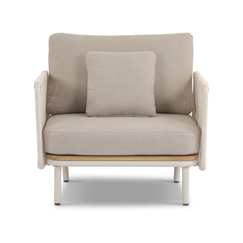 Poly & Bark Salvora Rope-Wrapped Coastal Outdoor Lounge Chair - Stone