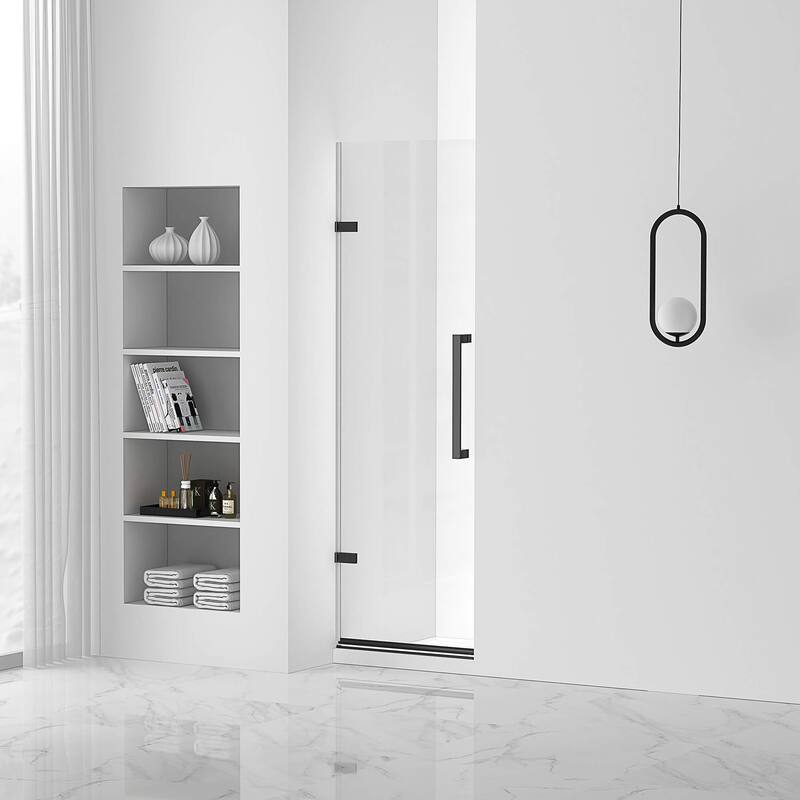 Fine Fixtures Hinged Clear Frameless Glass Shower Door Enclosure