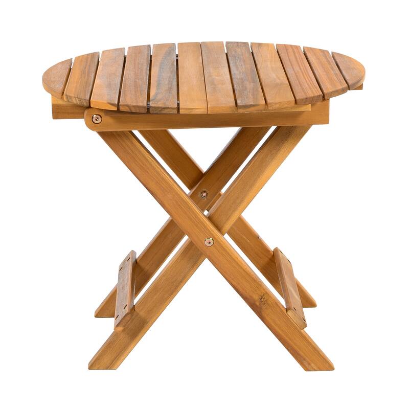 Foldable Outdoor Acacia Wood Side Table , No Installation Required