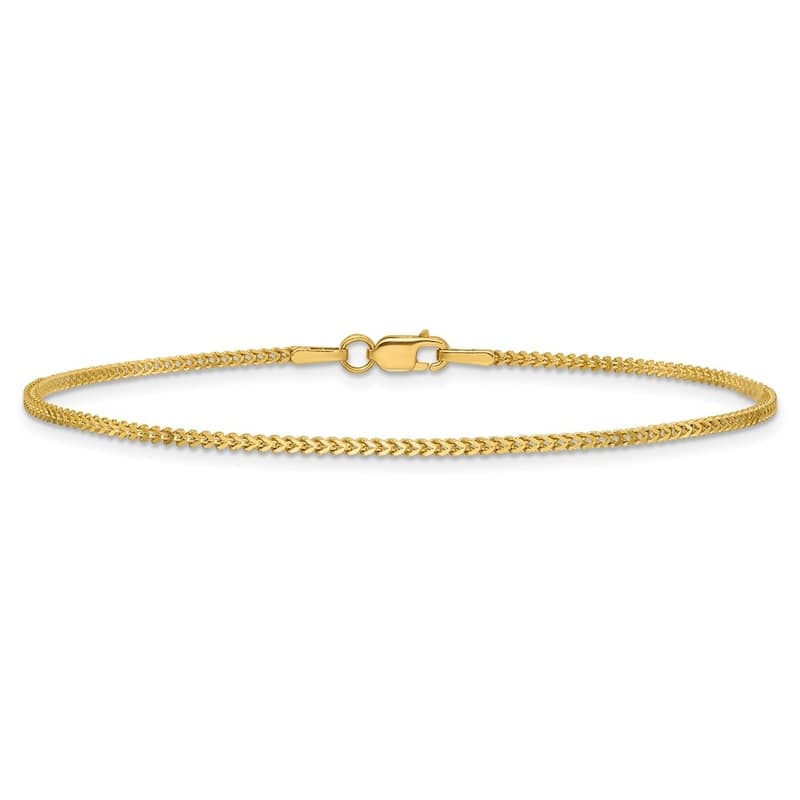 Curata 14k Yellow Gold Dainty 1mm Franco Chain Layering Bracelet - 7" or 8"