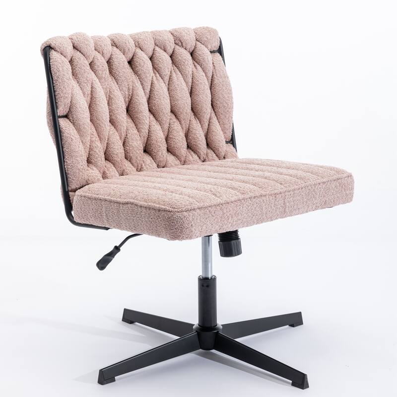 Modern Armless Upholstered Office Chairs No Wheels, Adjustable Height