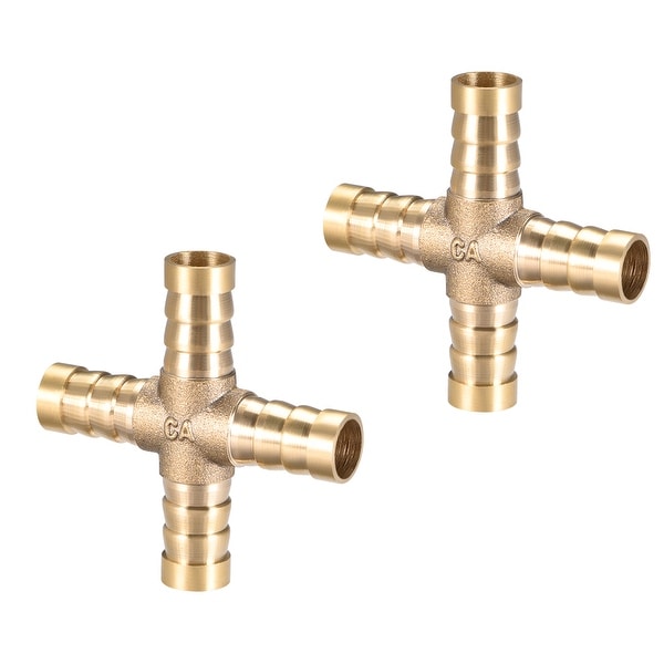 25/64" Brass Barb Hose Fitting 4Way Connector Joiner Hose Barb Connector 2pcs - 10mm 2pcs