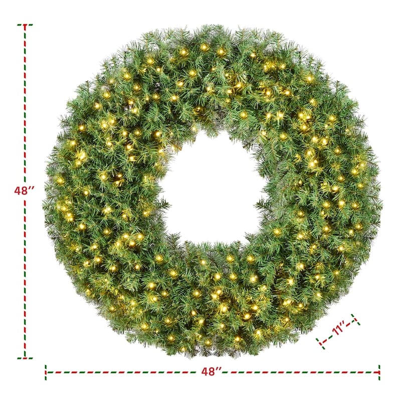 Yaheetech 48in Artificial Christmas Wreath Holiday Accent Decoration, Green