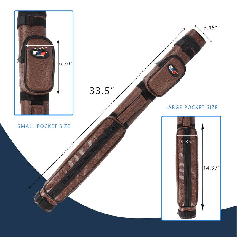GSE™ 2x2 Square Hard Billiard Pool Cue Stick Carrying Case, Billiard Cue Case Holds 2 Butts/2 Shafts (5 Colors)