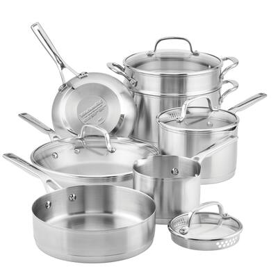 KitchenAid 3-Ply Base Stainless Steel Cookware Set, 11pc