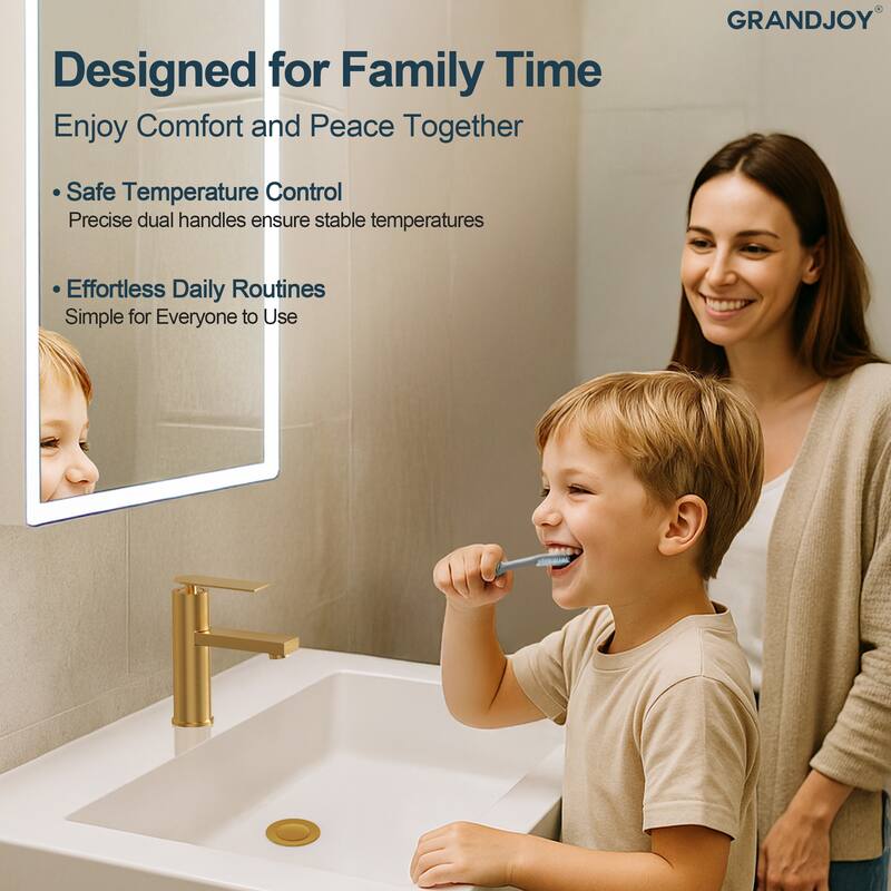 GRANDJOY 2-Pack Modern Single Handle Bathroom Vanity Faucet, Single-Hole Installation