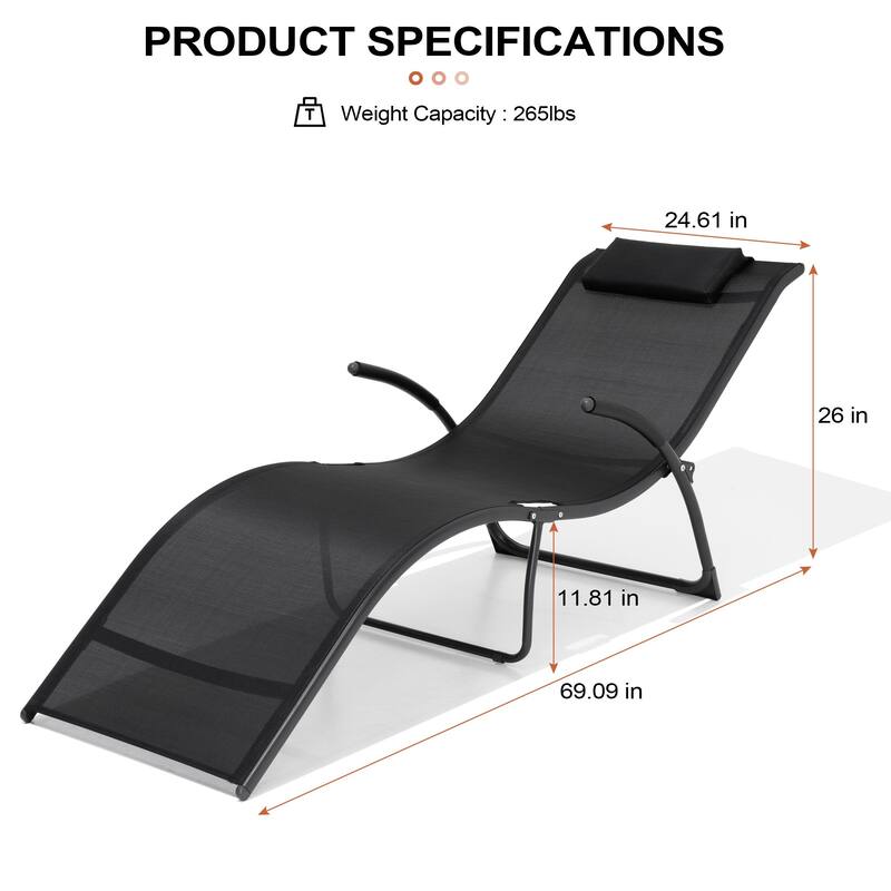 Crestlive Products Outdoor Aluminum Chaise Lounge Chair with Adjustable Backrest