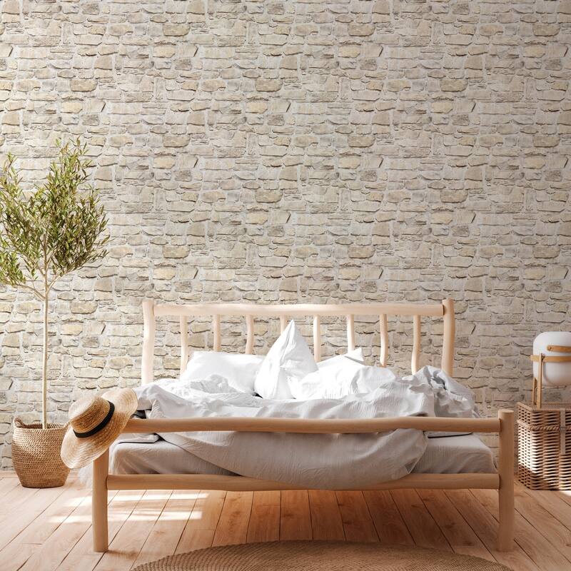 Galerie Wallcoverings Bricks and More Collection Stone Symphony Motif Matte Finish Vinyl on Non-woven Wallpaper Roll
