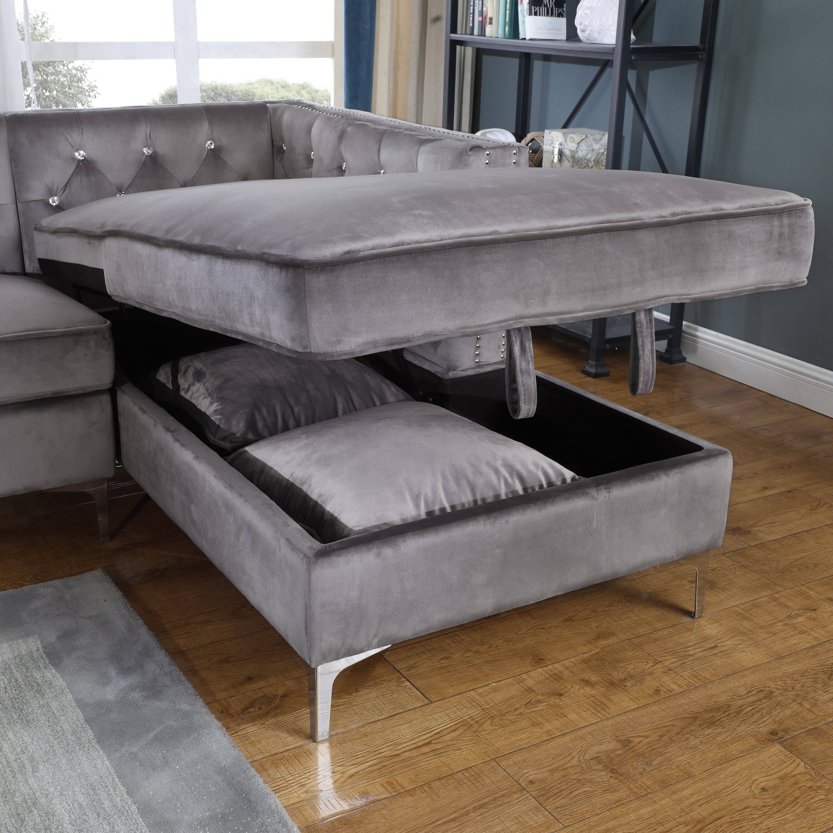 Best Quality Furniture Tufted Faux Crystal L-Shaped Right Facing Sofa - On  Sale - Bed Bath & Beyond - 30894019
