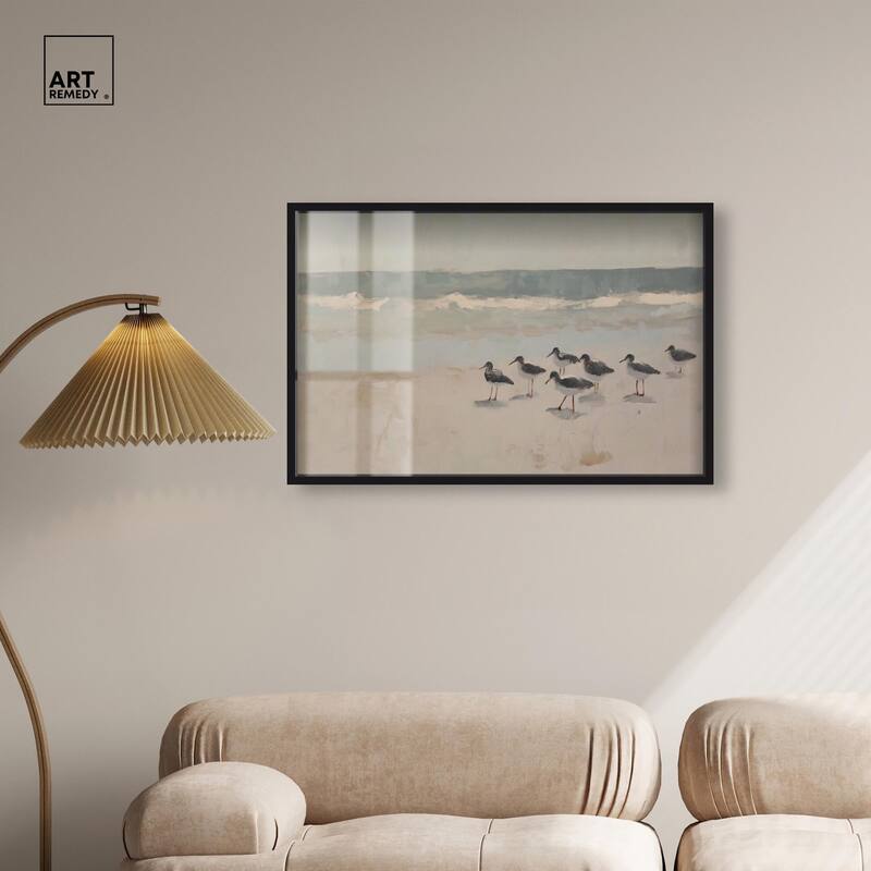 Seagulls at the Beach II Shadowbox by Art Remedy
