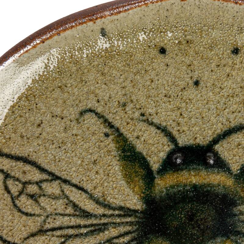 Stoneware Plate Set with Insect and Bird Designs