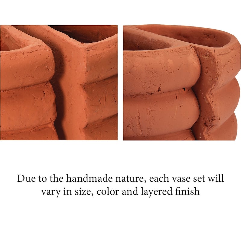 Terracotta Vase Bookends - 10.8"L x 8.5"W x 6.0"H