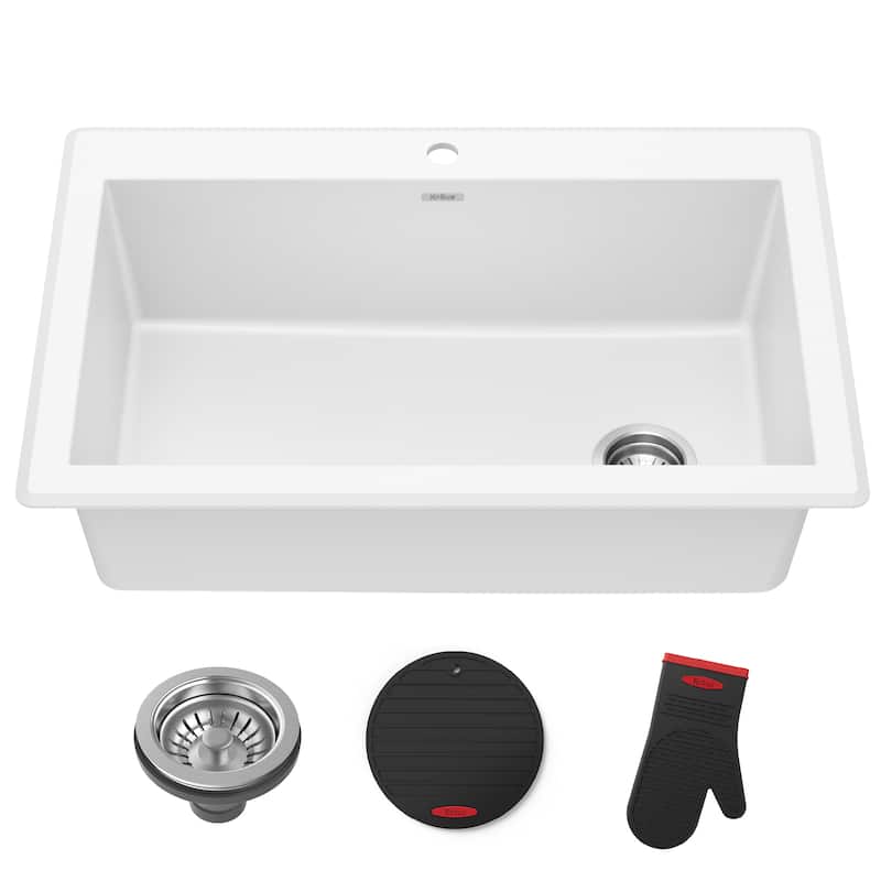 KRAUS Forteza Granite 33 inch Undermount Drop-in Kitchen Sink