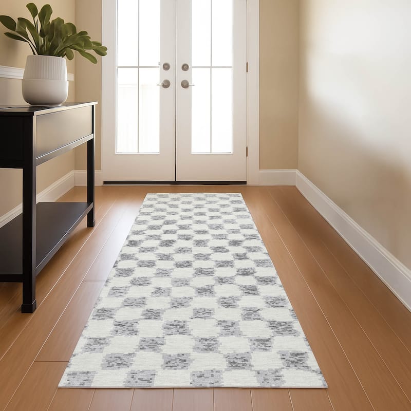 Premium Washable Super Soft Casual Checkered Mayfield Rug - Gray - 2'3" x 7'6"