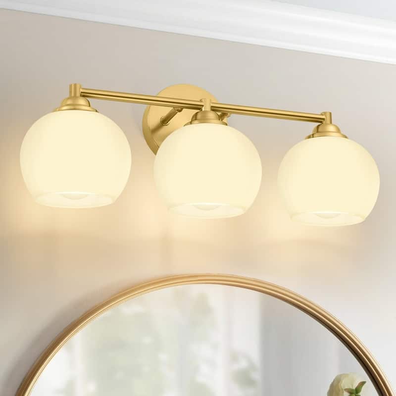 3 Light Bathroom Vanity Light Gold Modern Wall Sconce Mirror Light Fixture with Clear Glass