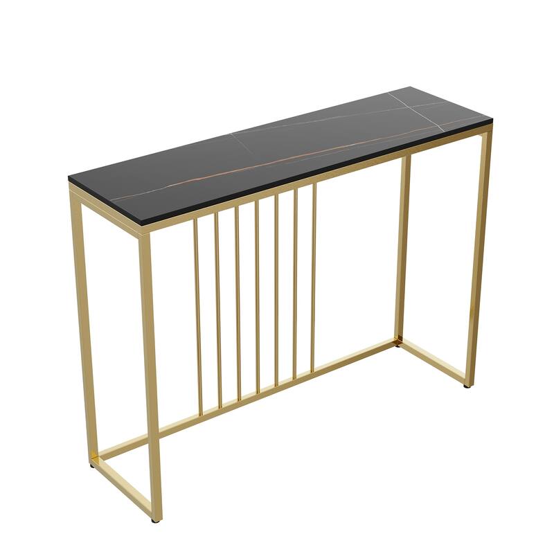 40" Wide Sintered Stone Entryway Entry Console Table Metal Frame