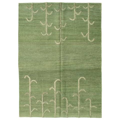 ECARPETGALLERY Flat-weave Ankara FW Teal Wool Kilim - 5'5 x 7'5