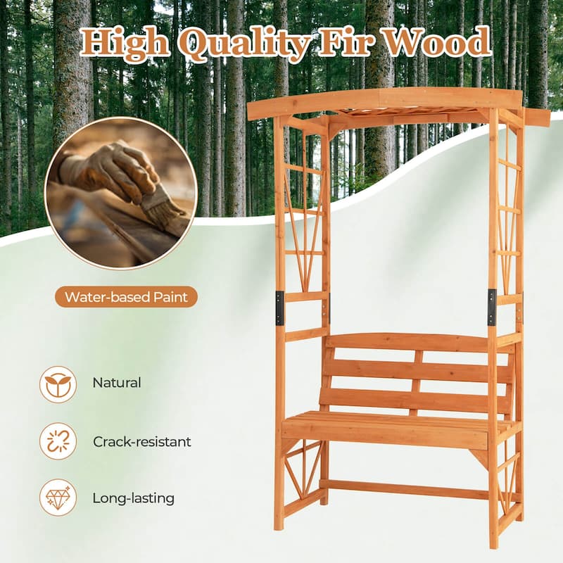 Patio Garden Arbor with Pergola Bench 2 Trellises for Climbing Plants - See Details