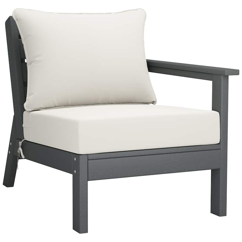Polytrends Birchwood All Weather HDPE Outdoor Patio Deep Seating Gray Sofa With Cushions (3-Piece)