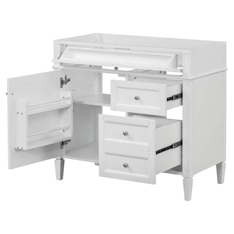36''Bathroom Vanity Without Top Sink,Modern Bathroom Storage Cabinet With 2 Drawers And A Tip-Out Drawer,Solid Wood Frame - White