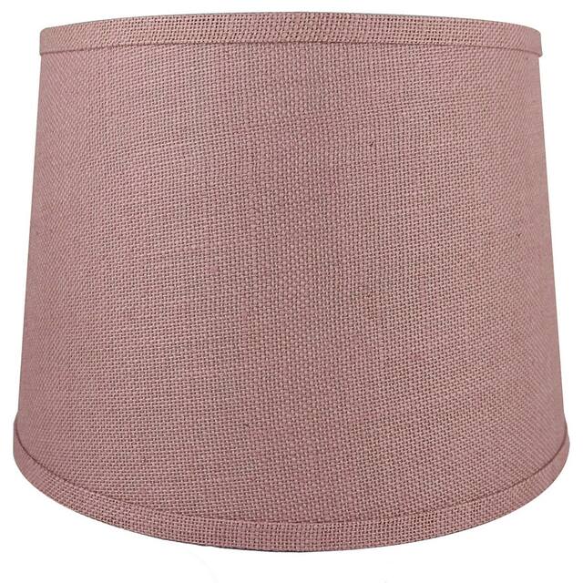 French Drum Burlap Lampshade, 12" to 16" Bottom Size - 12" - Dusty Rose