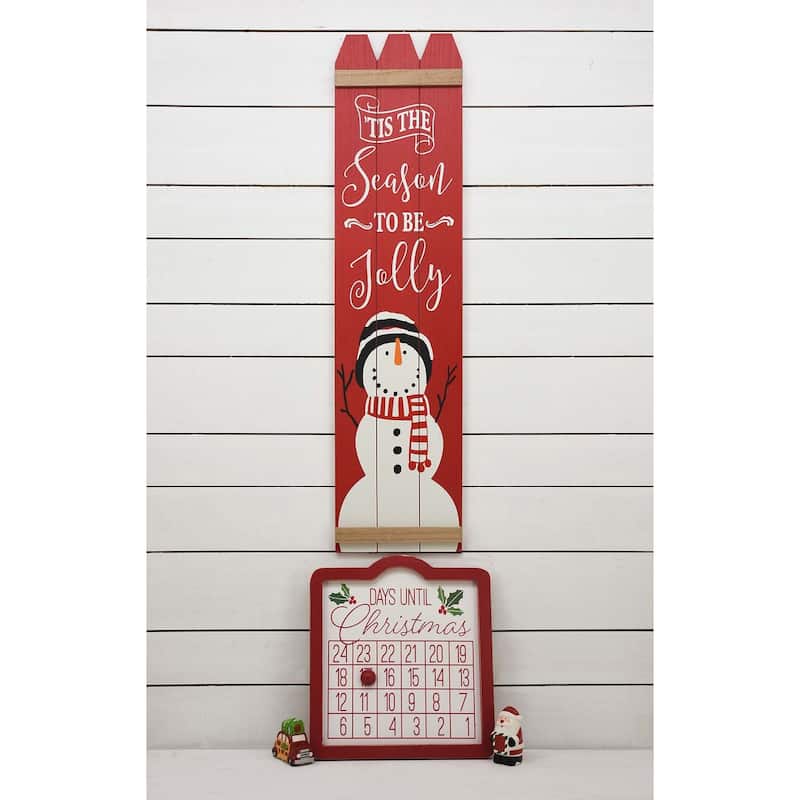 Wood Christmas Wall Decor for Front Door,Red