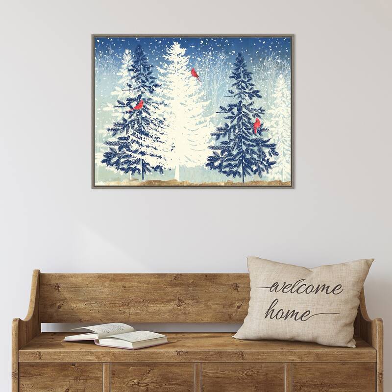 Snowy Christmas Trees by PI Studio Framed Canvas Wall Art