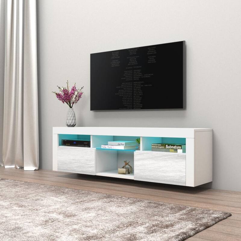Bari 160 Wall Mounted Floating 63" TV Stand with 16 Color LEDs